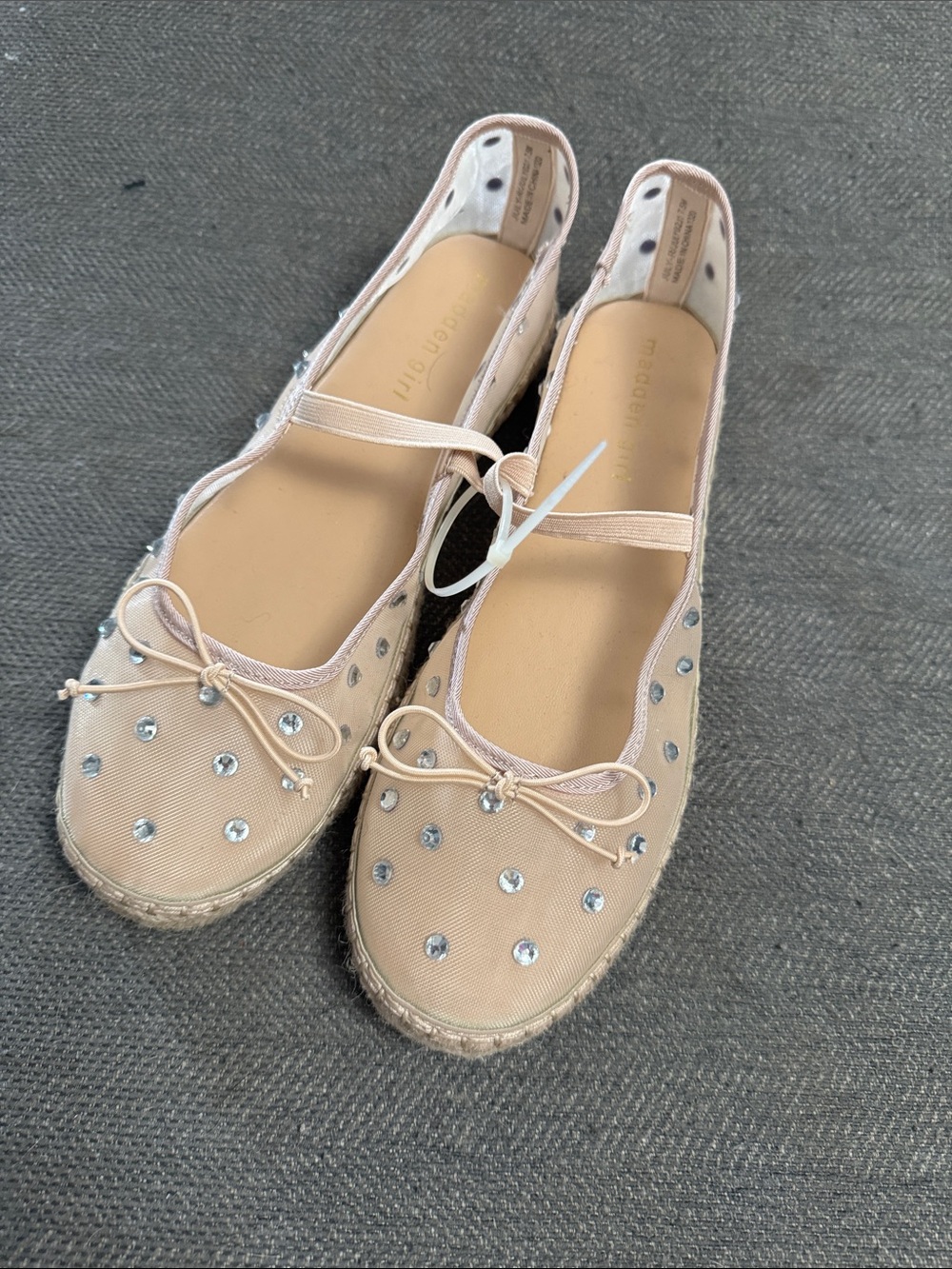 Madden Girl Blush Pink Rhinestone Bow Espadrille Flats